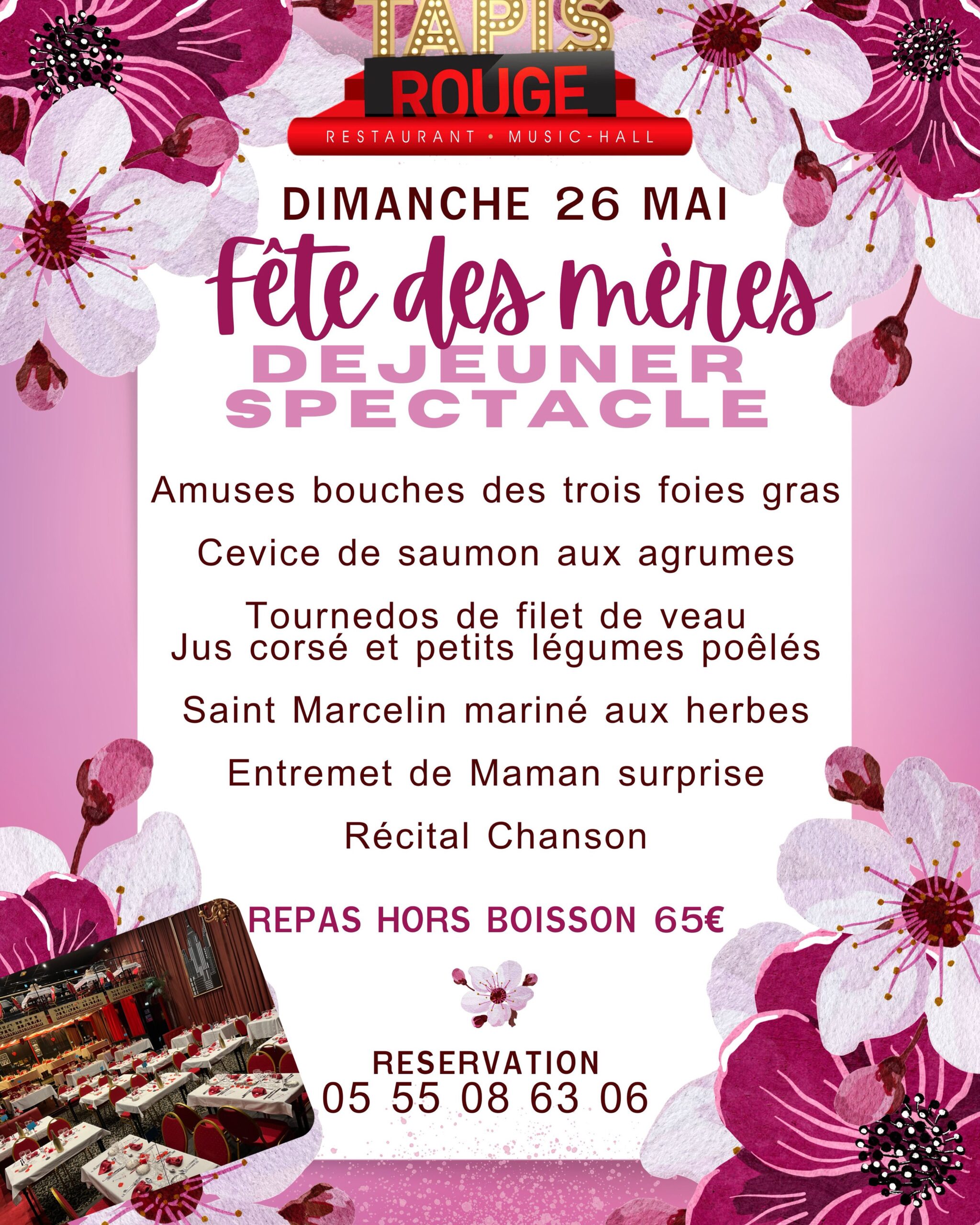 Pink and White Elegant Floral Mother’s Day Event Poster – 1